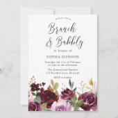 Burgundy Maroon Brunch & Bubbly Brautparty Einladung (Vorderseite)