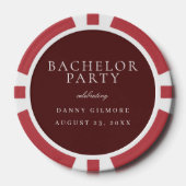 Burgundy Maroon Classic Mens Bachelor Party Pokerchips (Vorderseite)
