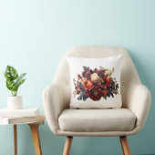 Burgundy Maroon Coral White Moody Floral Kissen (Stuhl )