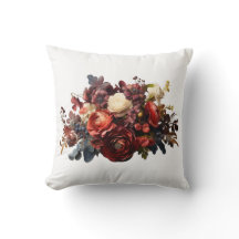 Burgundy Maroon Coral White Moody Floral