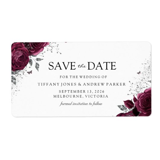 Burgundy Maroon Floral Return Address Label (Vorne)