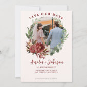 Burgundy Maroon Foto Elegante Hochzeit im Herbst Save The Date (Rückseite)