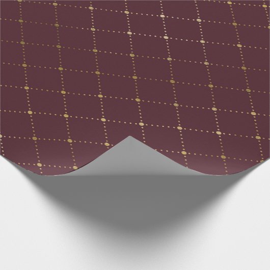 Burgundy Maroon Gold Crystals Grill Geometrie Glam Geschenkpapier (Ecke)