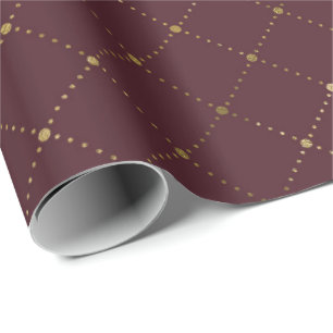Burgundy Maroon Gold Crystals Grill Geometrie Glam Geschenkpapier