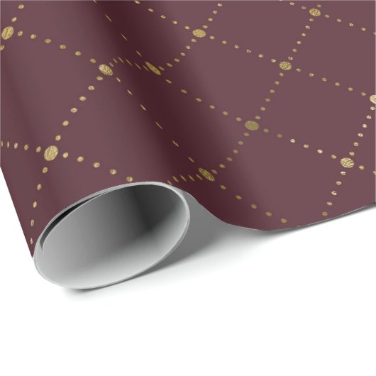Burgundy Maroon Gold Crystals Grill Geometrie Glam Geschenkpapier (Rolleneckpunkt)