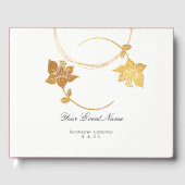 Burgundy Maroon Gold Floral Wedding White Gästebuch (Vorderseite)