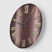 Burgundy Maroon Gold Metallic Roman Number Große Wanduhr (Winkel)