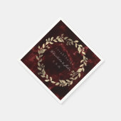 Burgundy Maroon Gold Stone Marmorbrand Name Serviette (Ecke)