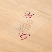 Burgundy Maroon Initials Herbst Hochzeit im Herbst Acryleinladungen (Ablage )