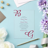 Burgundy Maroon Initials Herbst Hochzeit im Herbst Acryleinladungen (In Situ (Hochzeit))