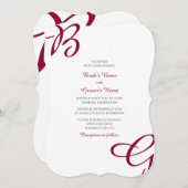 Burgundy Maroon Initials Herbst Hochzeit im Herbst Einladung (Vorne/Hinten)