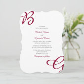 Burgundy Maroon Initials Herbst Hochzeit im Herbst Einladung (Stehend Vorderseite)