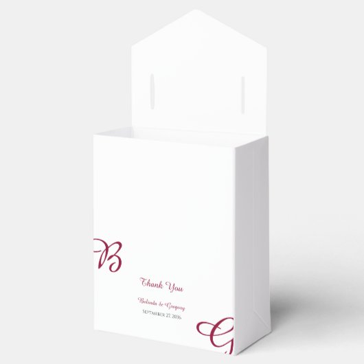 Burgundy Maroon Initials Herbst Hochzeit im Herbst Geschenkschachtel (Geöffnet)