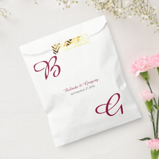 Burgundy Maroon Initials Herbst Hochzeit im Herbst Geschenktütchen (Versiegelt)