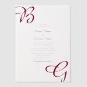 Burgundy Maroon Initials Herbst Hochzeit im Herbst Pergament Einladungen (Vorderseite)