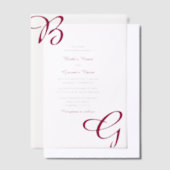 Burgundy Maroon Initials Herbst Hochzeit im Herbst Pergament Einladungen (Versetzt)