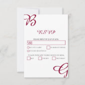 Burgundy Maroon Initials Herbst Hochzeit im Herbst RSVP Karte (Vorderseite)