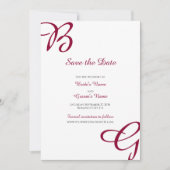 Burgundy Maroon Initials Herbst Hochzeit im Herbst Save The Date (Vorderseite)