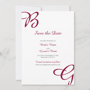 Burgundy Maroon Initials Herbst Hochzeit im Herbst Save The Date