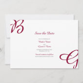 Burgundy Maroon Initials Herbst Hochzeit im Herbst Save The Date (Vorderseite)