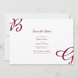 Burgundy Maroon Initials Herbst Hochzeit im Herbst Save The Date