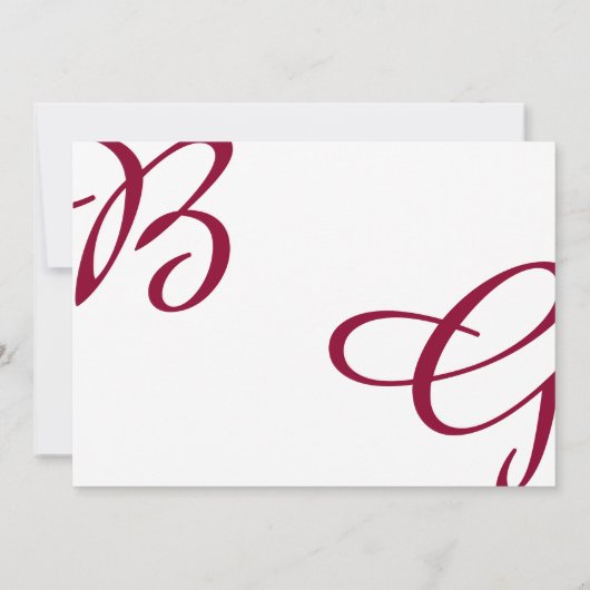 Burgundy Maroon Initials Herbst Hochzeit im Herbst Save The Date (Rückseite)