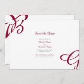 Burgundy Maroon Initials Herbst Hochzeit im Herbst Save The Date (Vorne/Hinten)