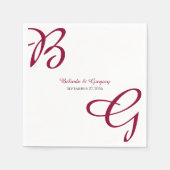 Burgundy Maroon Initials Herbst Hochzeit im Herbst Serviette (Vorderseite)