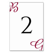 Burgundy Maroon Initials Herbst Hochzeit im Herbst Tischnummer (Rückseite)