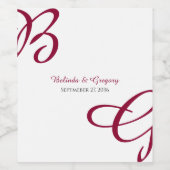 Burgundy Maroon Initials Herbst Hochzeit im Herbst Weinetikett (Einzelnes Label)