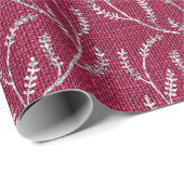 Burgundy Maroon Linen Silver Funkelnd Laurel Geschenkpapier (Rolleneckpunkt)