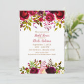 Burgundy Maroon Marsala Bordo Floral Brautparty Einladung (Stehend Vorderseite)