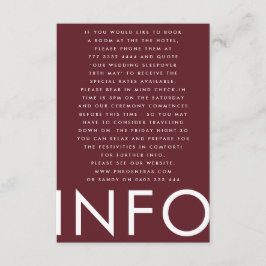 Burgundy Maroon Modern Bold Bold Big Monogram Wedd Begleitkarte