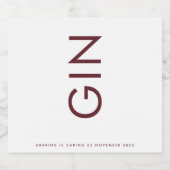 Burgundy Maroon Modern Bold Monogram Gin Alkoholflaschenetikett (Einzelnes Label)