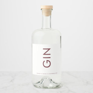 Burgundy Maroon Modern Bold Monogram Gin Alkoholflaschenetikett