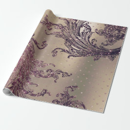 Burgundy Maroon Pink Rose Gold Royal Damask Herz Geschenkpapier