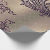 Burgundy Maroon Pink Rose Gold Royal Damask Herz Geschenkpapier (Ecke)