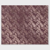 Burgundy Maroon Pink Rose Gold Royal Floral Geschenkpapier (Flach)