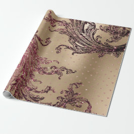Burgundy Maroon Pink Rose Gold Royal Floral Hearts Geschenkpapier