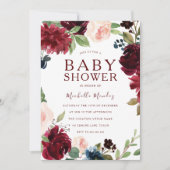 Burgundy Maroon Red Beautiful Baby Dusche Einladung (Vorderseite)