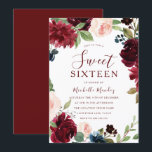 Burgundy Maroon Red Floral Sweet 16 Party Einladung<br><div class="desc">Burgundy Maroon Red Floral Sweet 16 Party Einladung Siehe Matching Collection in Niche and Nest Store</div>