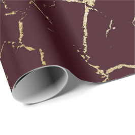 Burgundy Maroon Red Gold Abstrakt Marble Urban Geschenkpapier