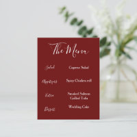 Burgundy Maroon Red White Menu Minimalistisch