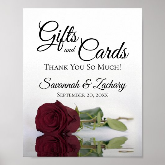 Burgundy Maroon Rose Geschenke & Karten Hochzeitsz Poster (Vorne)