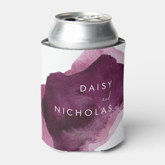 Burgundy Maroon Watercolor Wedding Dosenkühler (Kanne Vorderseite)