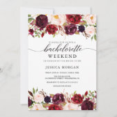 Burgundy Marsala Bachelorette Wochenende Einladung (Vorderseite)