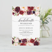 Burgundy Marsala Bachelorette Wochenende Einladung (Stehend Vorderseite)