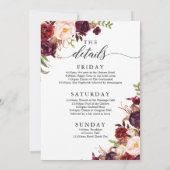 Burgundy Marsala Bachelorette Wochenende Einladung (Rückseite)