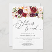 Burgundy Marsala Blume Brautparty von Mail Einladung (Vorderseite)