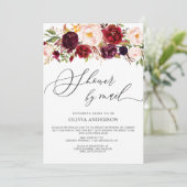 Burgundy Marsala Blume Brautparty von Mail Einladung (Stehend Vorderseite)